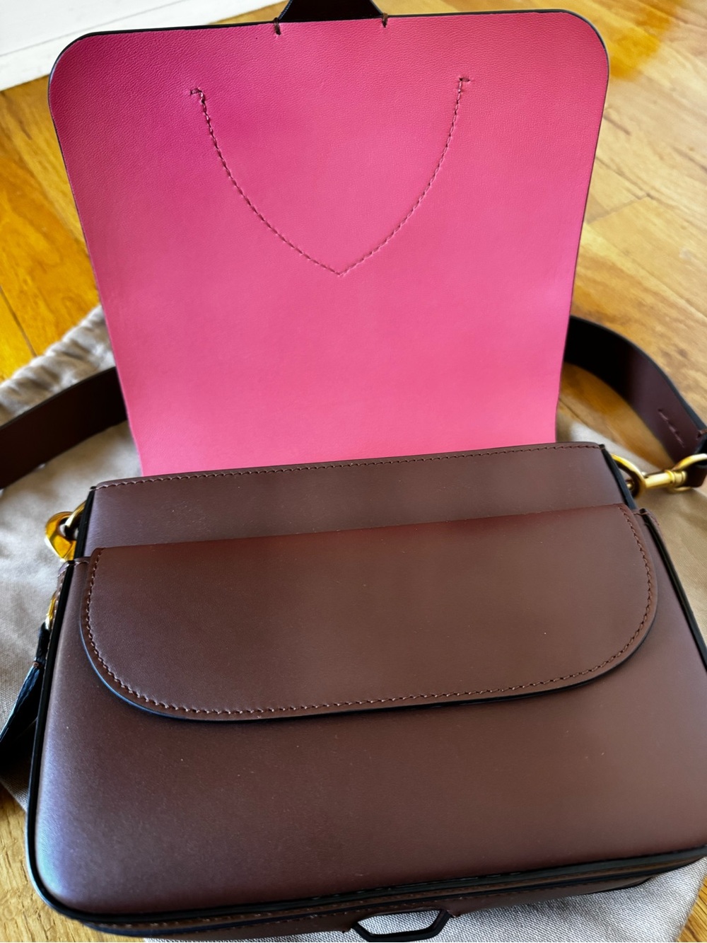 Burberry Chestnut Bridle Leather Flap Shoulder Bag - Picture 6 of 10